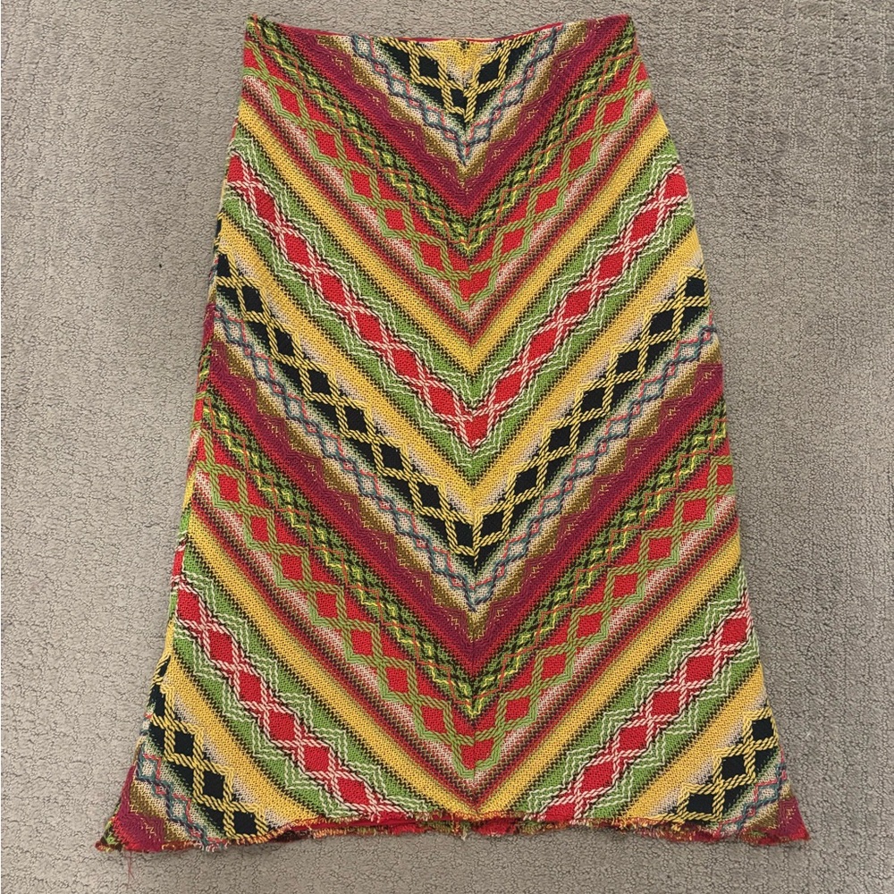 Anthropologie Red and Yellow Chevron A-Line Skirt
